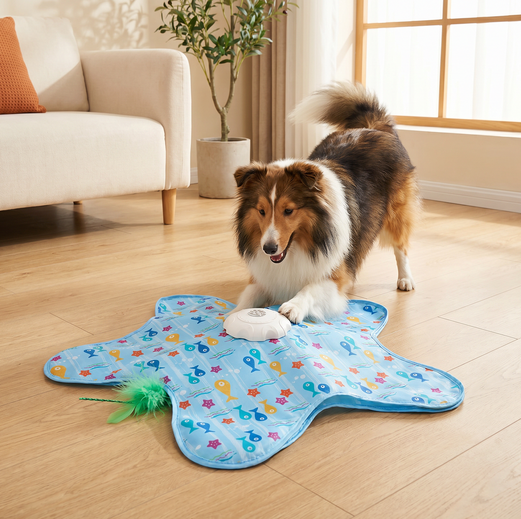 PounceMat – Interactive Moving-Feather Dog Toy