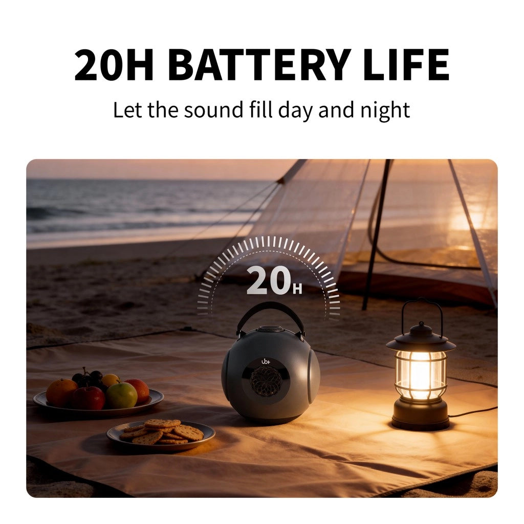 SphereBass – Round Bluetooth Speaker with 93dB Sound and 40Hz Deep Bass