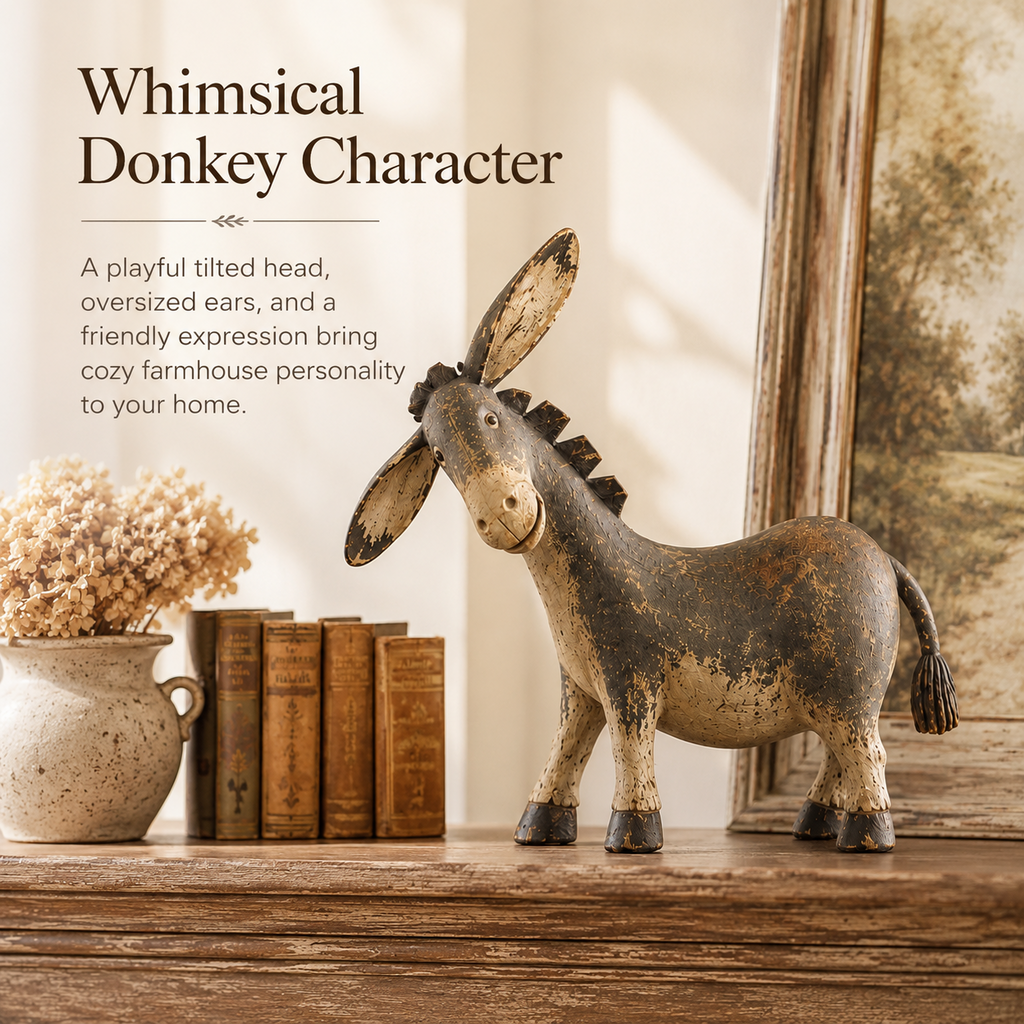 DonkeyCharm – Rustic Resin Figurine for Farmhouse Decor