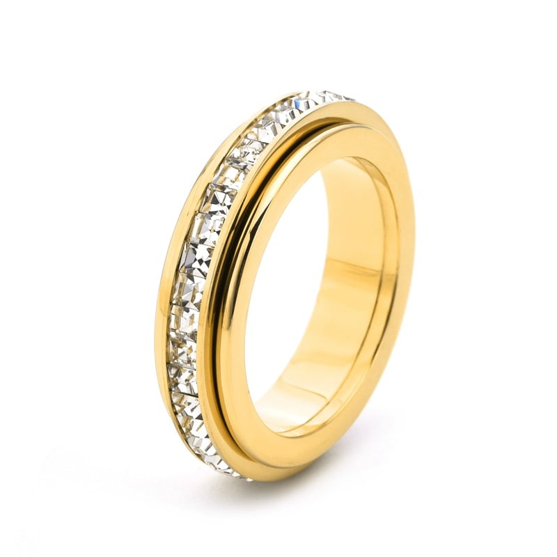 SpinCalm Ring – Rotating Crystal Ring for Anxiety Relief, Vows & Luck, Waterproof & Fade-Resistant