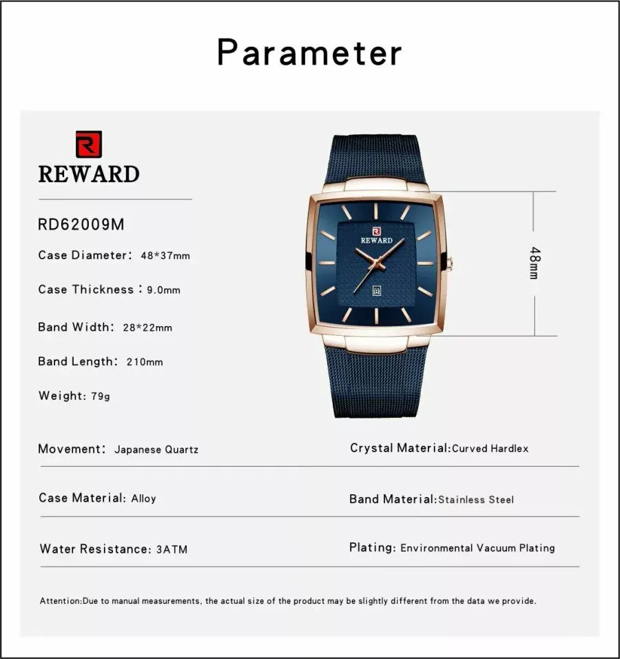 SquareMesh – Men’s Quartz Watch with Mesh Bracelet