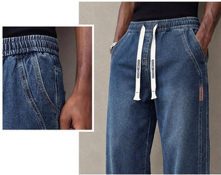 Men's stretch waist cargo jeans wide leg