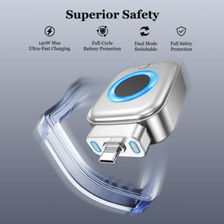 140W Type-C Physical-Disconnect Battery Guard Power Bank - Chargeable Mobile Protection Device with Auto-Eject, Smart Auto-Stop, Anti-Overcharge Tech, Green Light, High Compatibility for Safe Overnight Use, Digital