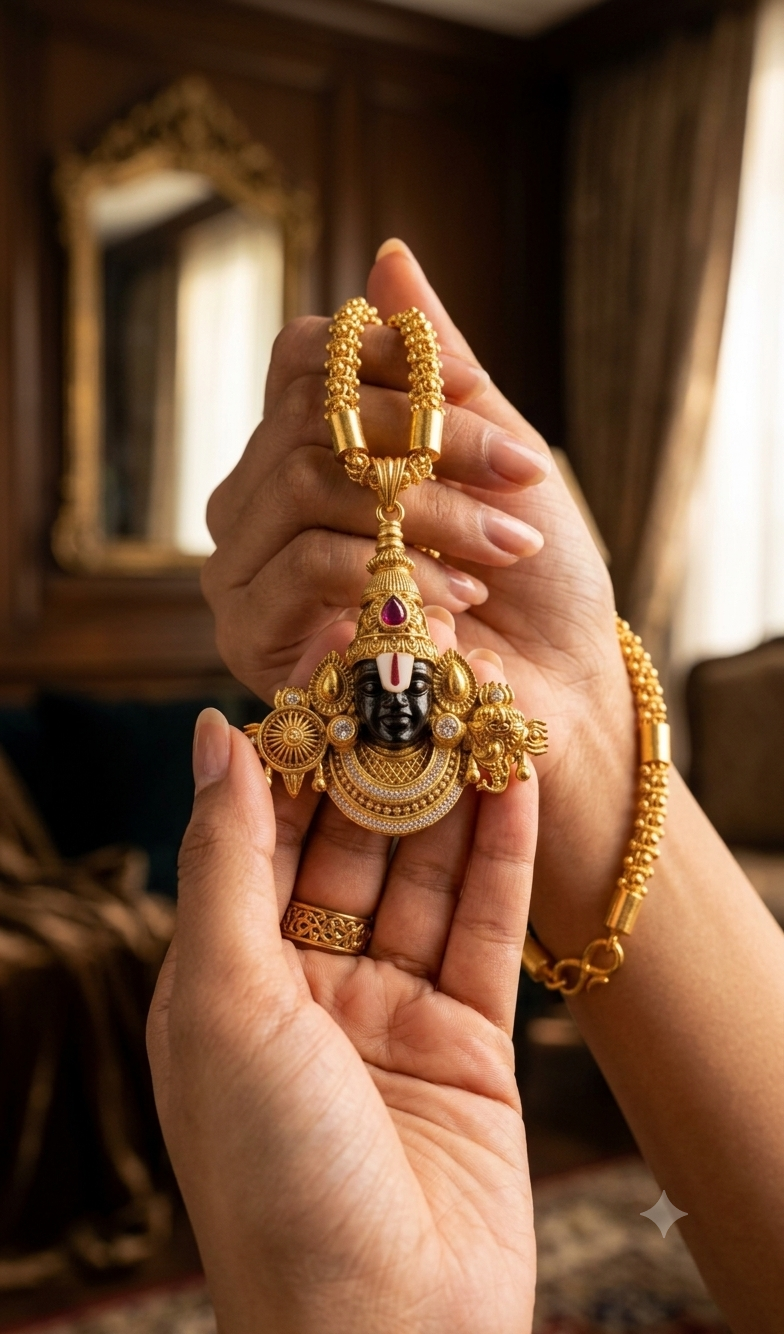 VenkataAura – Traditional Venkateshwara Gold-Tone Pendant