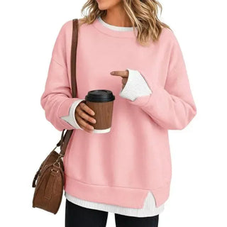 LayerEase – Women’s Oversized Faux Two-Piece Sweatshirt