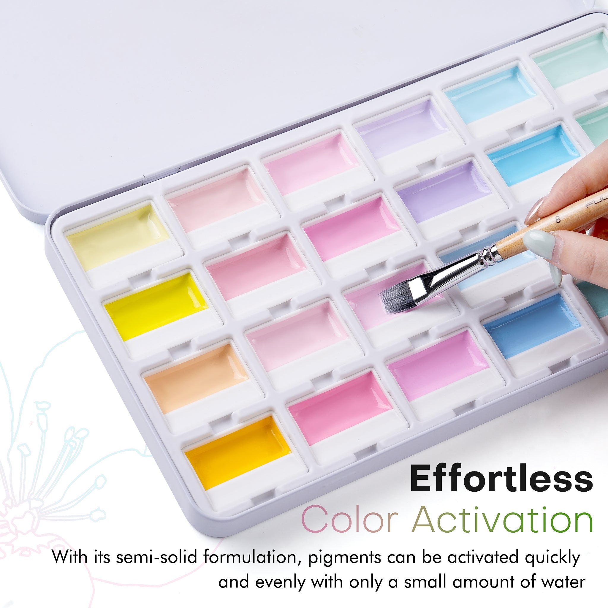 MacaronMuse – 24-Color Opaque Semi-Solid Watercolor Paint Set