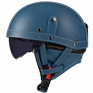 AviatorRide – Vintage PU Leather DOT Motorcycle Half Helmet with Goggles