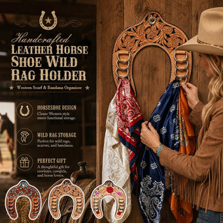RagShoe – 🔥 Handcrafted Leather Horseshoe Wild Rag Holder | Western Scarf & Bandana Organizer 📦
