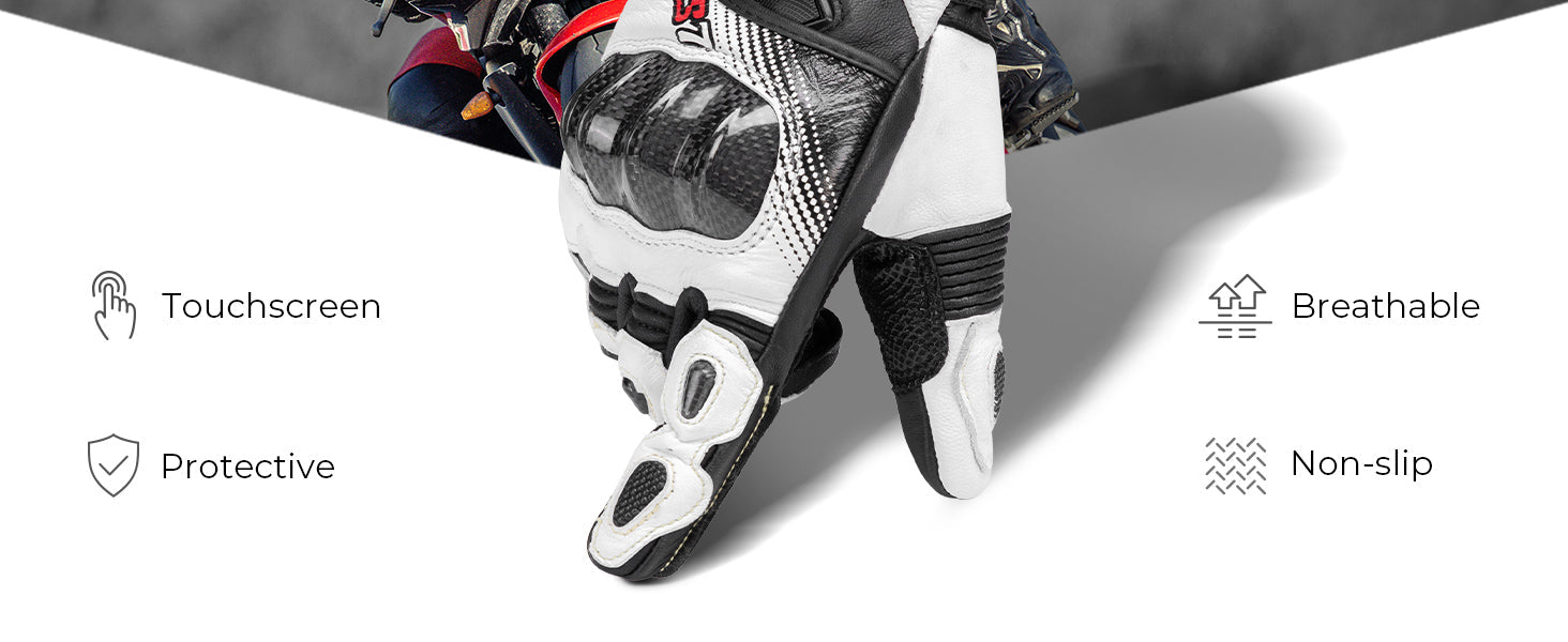 CarbonRide – Carbon Fiber Motorcycle Gloves with Kevlar Stitching & Touchscreen Control