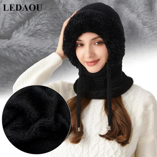 CozyHood – 💥🎁 Plush-Lined Knit Hooded Balaclava with Built-In Scarf