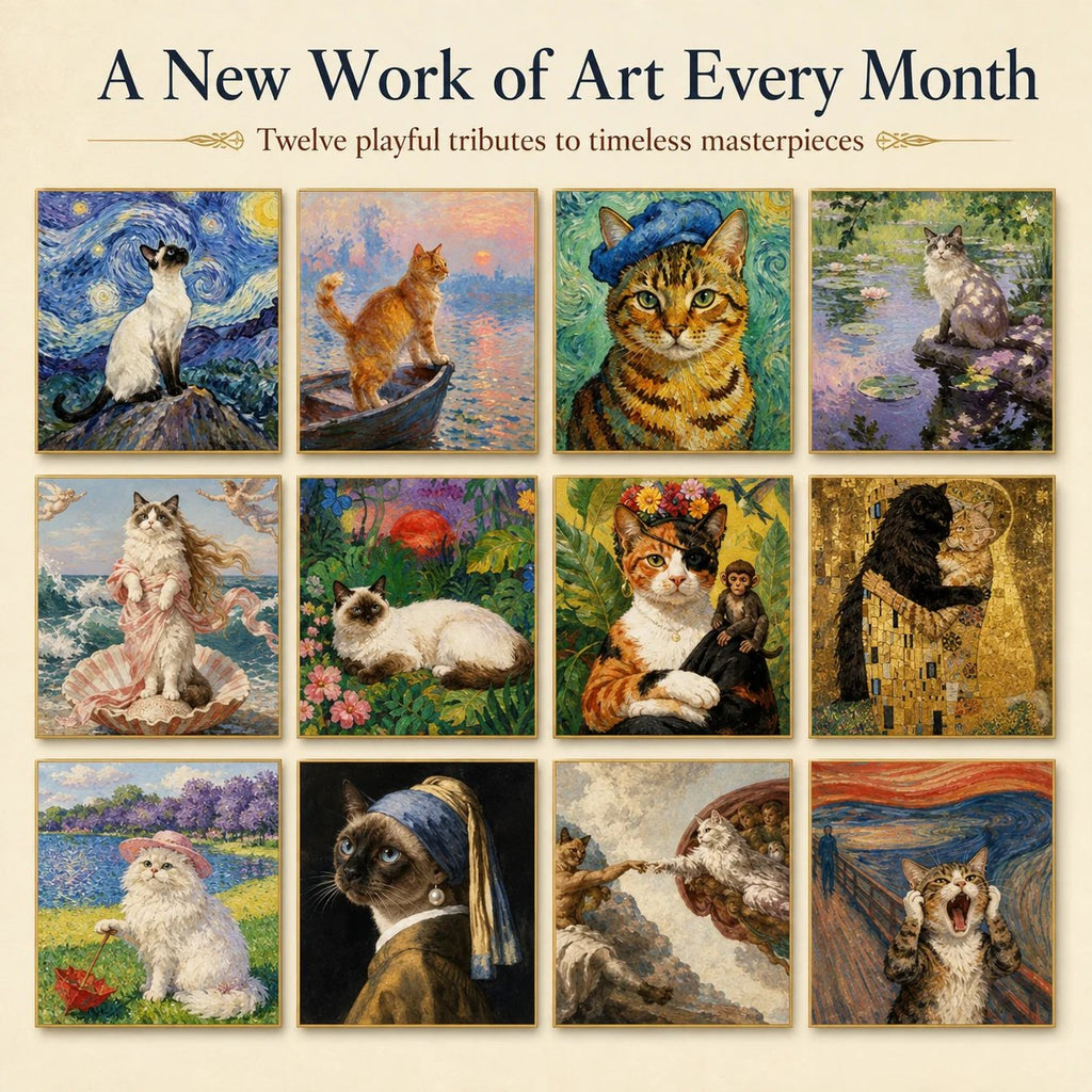 🐱 PurrGallery – 2027 Cat Art Calendar with 12 Masterpiece-Inspired Designs