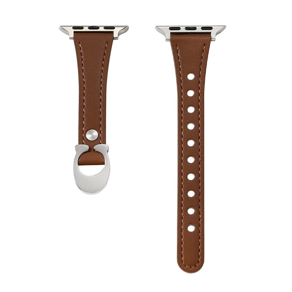 CharmCurve – Slim Genuine Leather Apple Watch Strap with Metal Charm