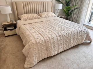 Bedsure Tufted Boho Decorative Bedding Set Comforter Boho Bed Set, GentleSoft 3 Pieces Farmhouse Shabby Chic Embroidery Bedding, Soft Jacquard Comforter for All Seasons Gifts