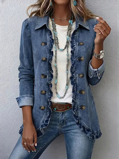 Floravia – Floral Embroidered Ruffle Utility Jacket