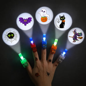 Six Halloween finger projector ring projection patterns