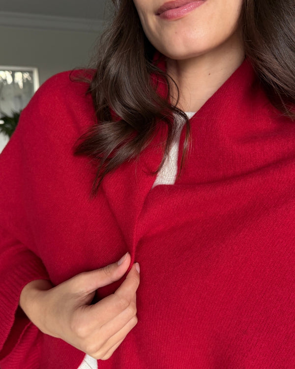 CozyDrape – 100% Merino Wool Wrap with Built-In Sleeve Openings