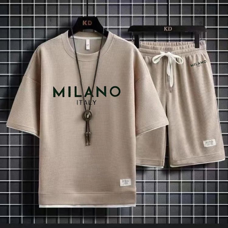 MilanoEase – Men's Printed T-Shirt and Drawstring Shorts Set