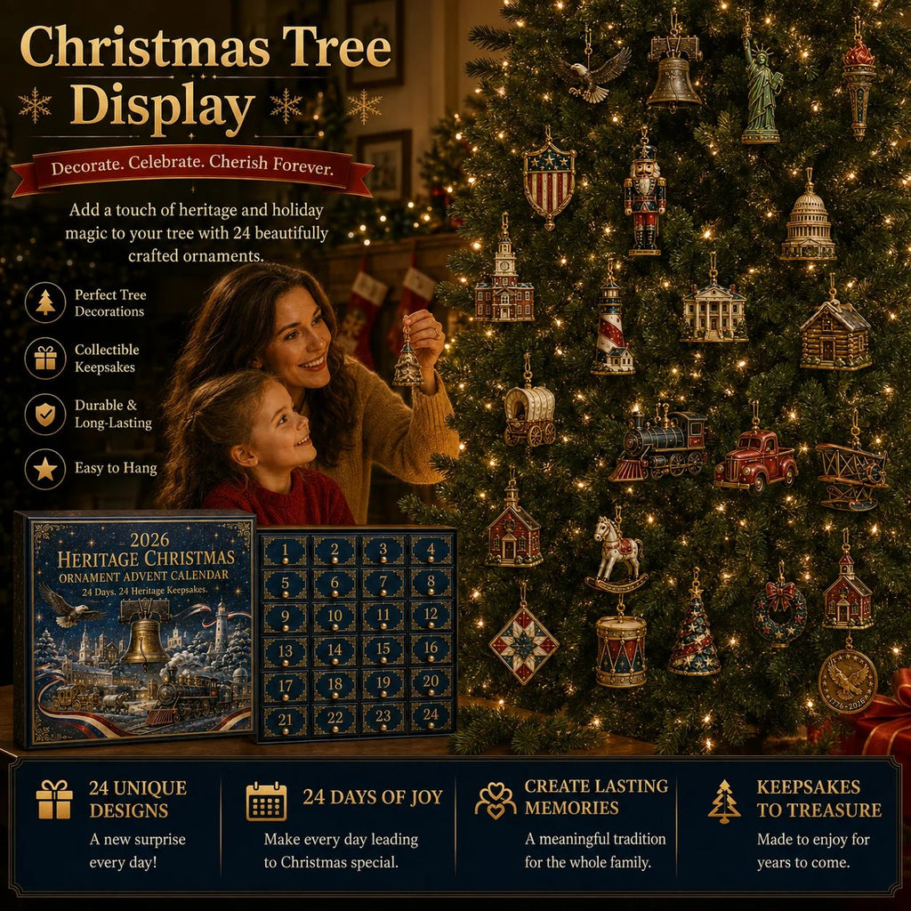 HeritageCountdown – 2026 America 250th Anniversary Christmas Advent Calendar with 24 Decorative Designs