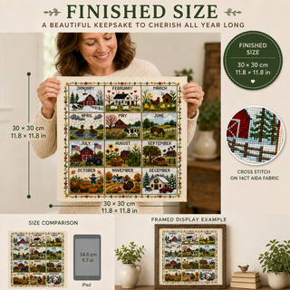 🧵 SeasonStitch – 12-Month Seasonal Cross-Stitch Kit 🌿