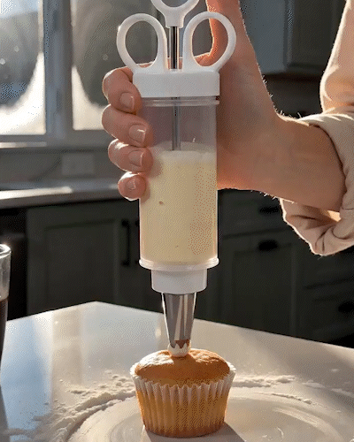 Cake decorating gun with easy one-handed control