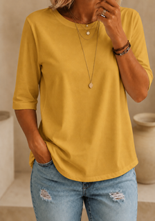 CalveraComfort – Women's Essential Round-Neck Cotton Tee
