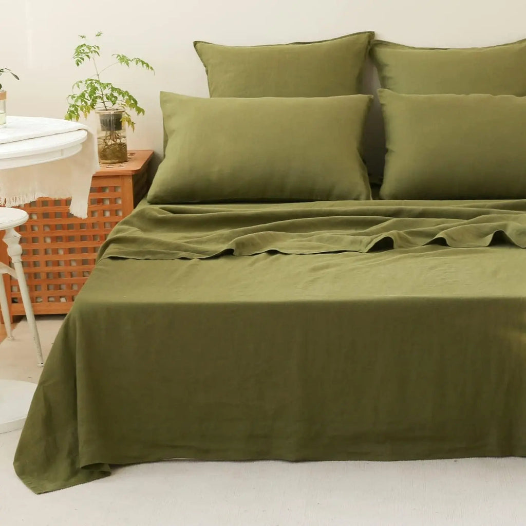 LinenDrift – 100% Linen 4-Piece Bed Sheet Set, Breathable & Moisture-Wicking