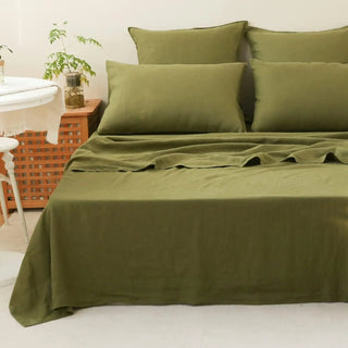 LinenDrift – 100% Linen 4-Piece Bed Sheet Set, Breathable & Moisture-Wicking