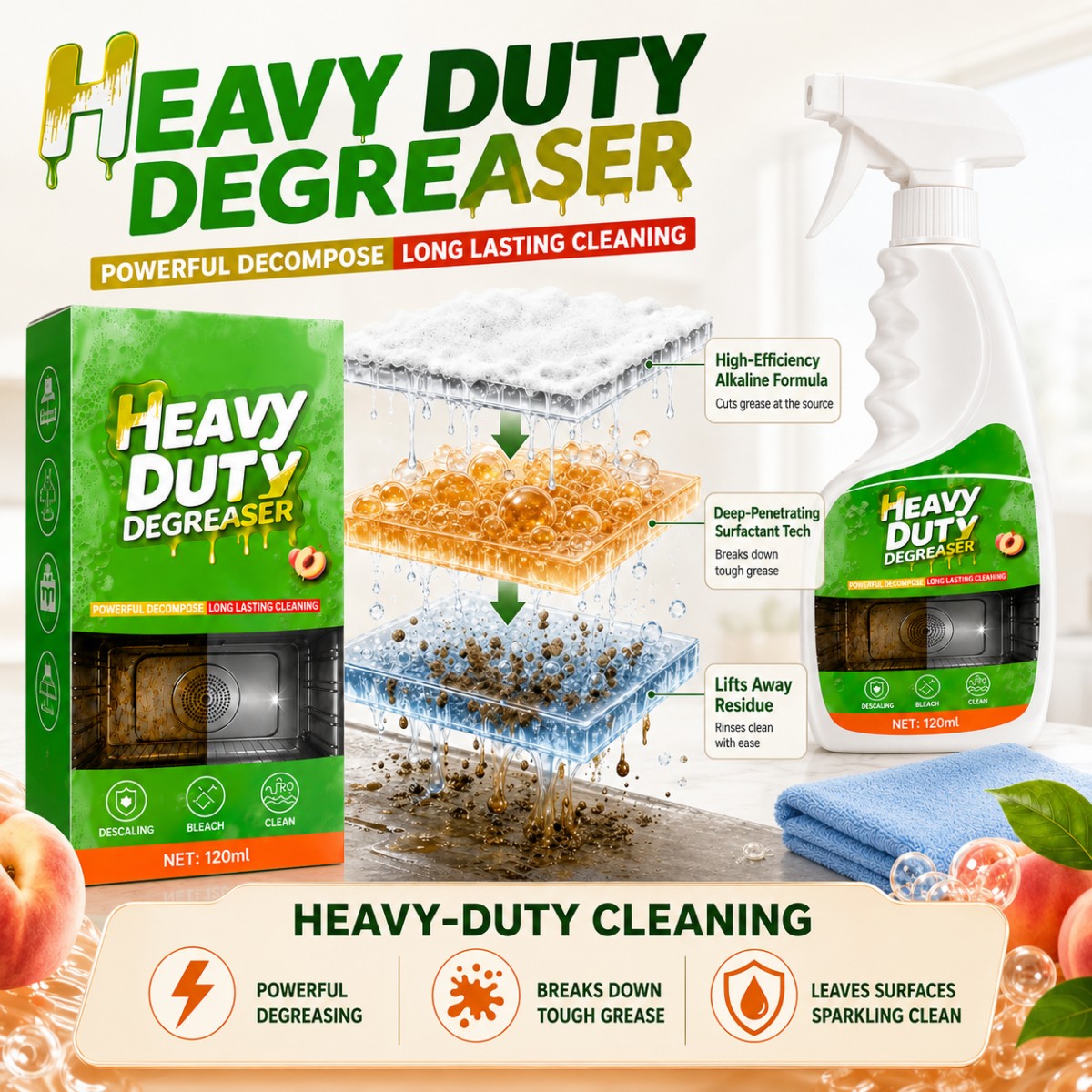 🧽 GreaseLift – Heavy-Duty Grease Cleaning Spray with Towel