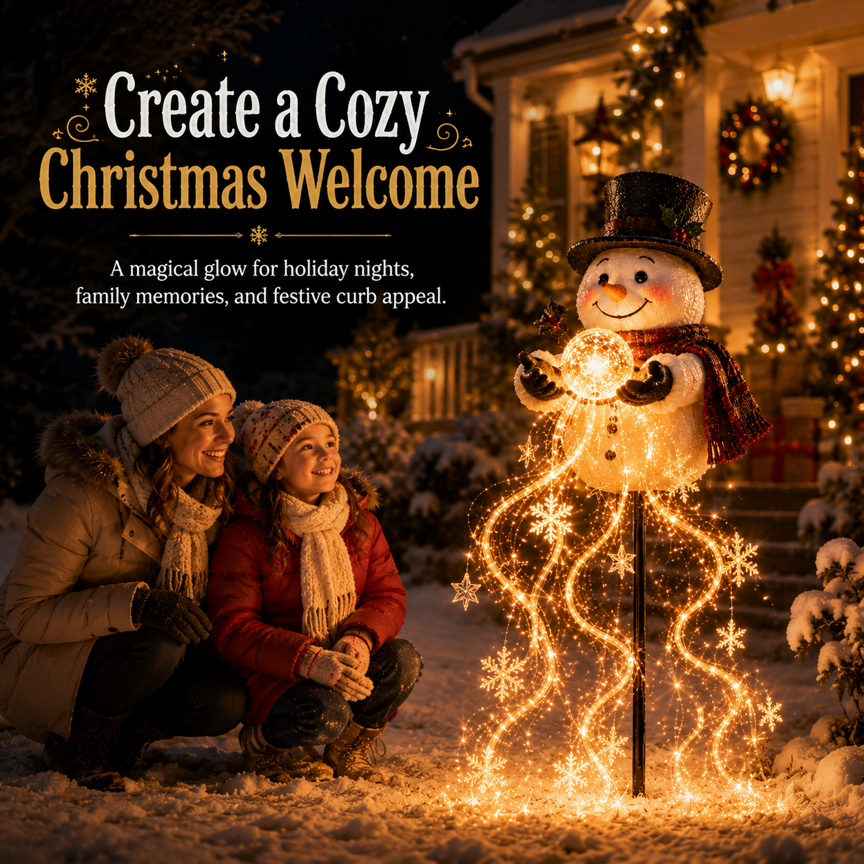SnowFountain – 🎄🎄 Snowman Magic Fountain Flowing Snowflake LED Christmas Garden Light❄️