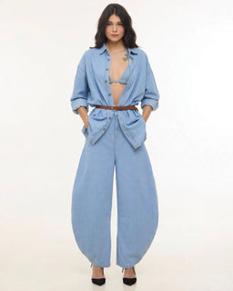 BarrelBloom – High-Rise Barrel Cut Wide-Leg Denim