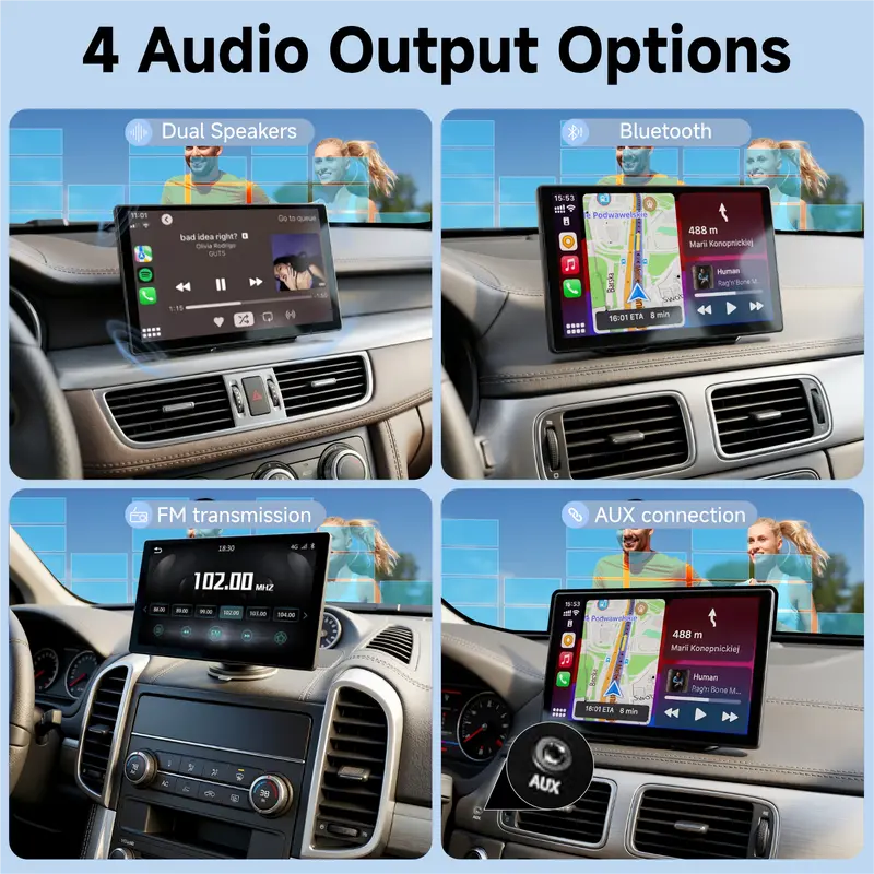 DashLink – 9" Wireless CarPlay & Android Auto Portable Touchscreen with GPS, Mirror Link, Voice Control & Rearview Camera Support