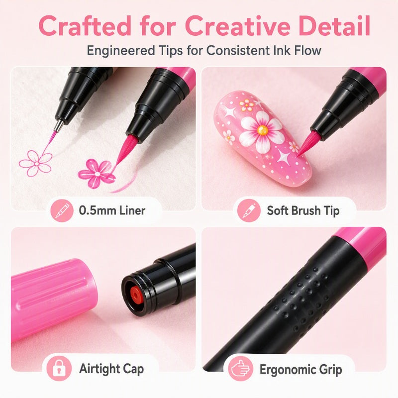 NailSketch – ⏳⏰ 24-Color Dual-Ended Nail Art Pen Set 🪄🎨
