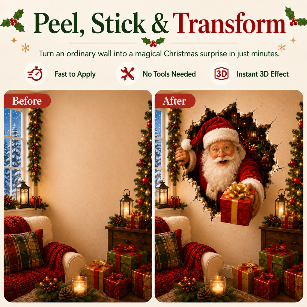 YuleBreak – 🔥 19.7 in (50.0 cm) Christmas Breaking Through the Wall Decal