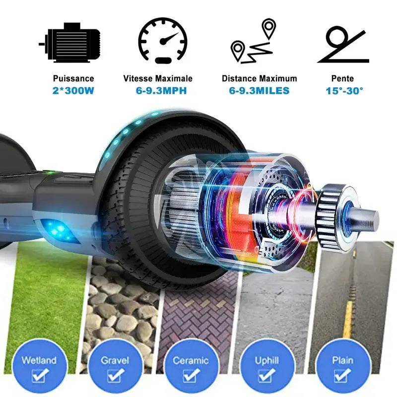 GlowGlide – All-Terrain Self-Balancing Hoverboard with LED Wheels