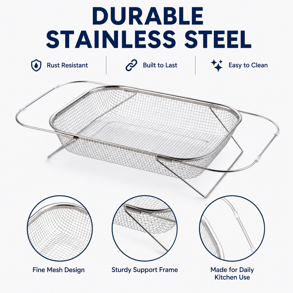 SinkSpan – Adjustable Stainless Steel Over-the-Sink Drainer Basket