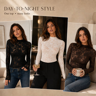 Easy day-to-night sheer lace top styling