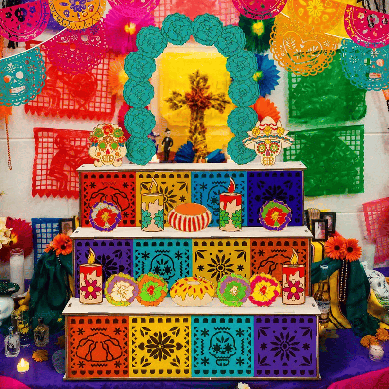 MemoryOfrenda – ✨ 🎃🏵️ Day of the Dead Wooden Altar Display Set 💕