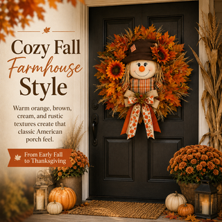 HarvestGlow – Lighted Scarecrow Fall Wreath