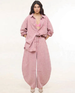 BarrelBloom – High-Rise Barrel Cut Wide-Leg Denim