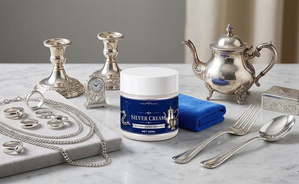 SilverRevive – Professional Instant-Restoration Silver Polishing Cream with Towel