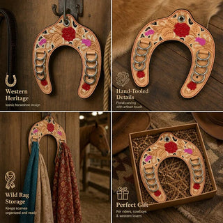 RagShoe – 🔥 Handcrafted Leather Horseshoe Wild Rag Holder | Western Scarf & Bandana Organizer 📦