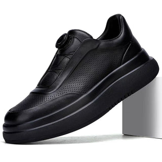 DialStride – Genuine Leather Round-Toe Casual Sneakers
