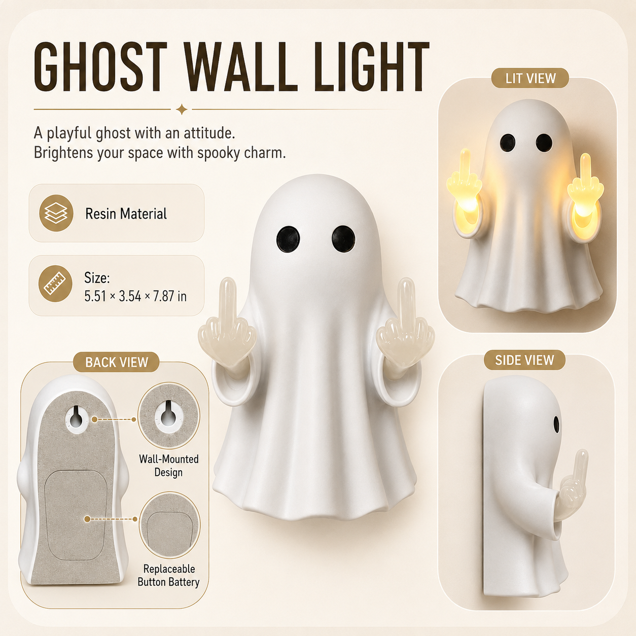 Ghost night light glowing in the dark