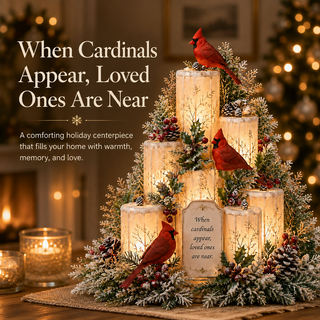 CardinalGlow – Memorial LED Candle Centerpiece