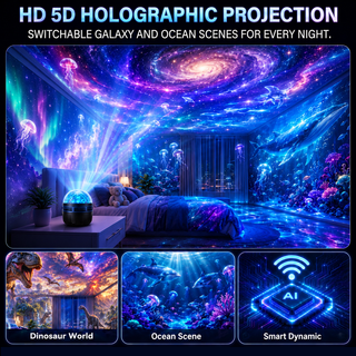 🦖🎁StarDrift – 360° Smart Holographic Starry Sky Projector (HD Smart Dynamic 5D)
