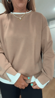 Layered crewneck sweatshirt animated detail