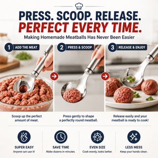 🍝 MeatballMate – 2-Pack Stainless Steel Meatball Maker Spoon for Mess-Free Shaping