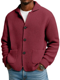 WaffleEase – Men’s Textured Knit Cardigan Jacket