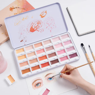 TerraMuse – 24-Color Opaque Watercolor Set in Warm Terracotta