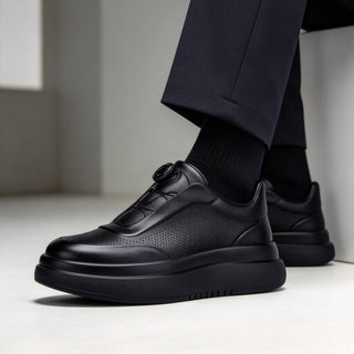 DialStride – Genuine Leather Round-Toe Casual Sneakers